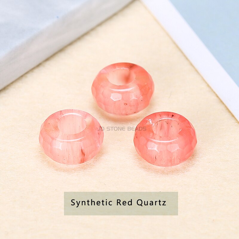 10 pz/lotto sfaccettato naturale grande foro agata perline abaco pietra naturale dimensioni 13x7mm per la creazione di gioielli collana foro 6mm all'ingrosso: Synthetic Red Quartz