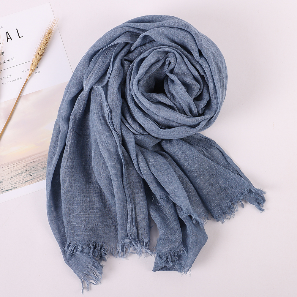 Bufanda de de lujo para mujer, chal de playa, bufandas de algodón a la para mujer, Bandana pashmina musulmana, hijab silenciador, Otoño Invierno: Azul
