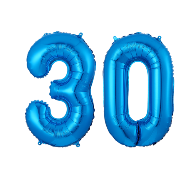 2pcs 32/40 inch Happy 30 Birthday Foil Balloons Red Pink Blue Silve Number 30th Years Old Party Decorations Anniversary Supplies: blue / 40inch