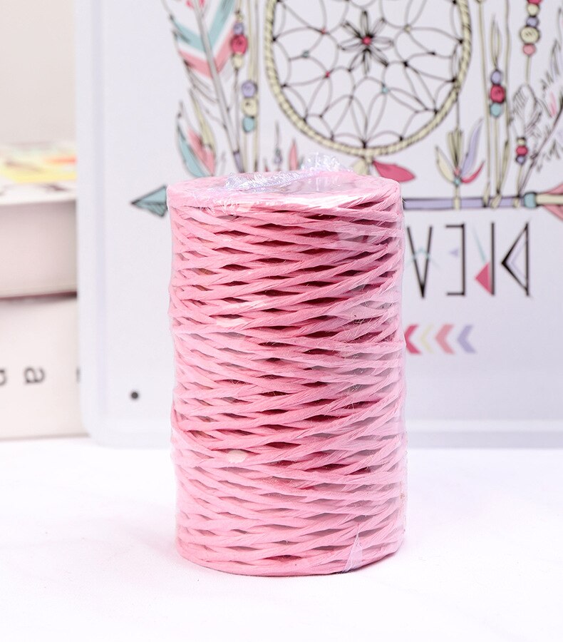 2mm 55 yards With Wire Paper Rope Kindergarten Children Weaving Paper Rattan Handmade DIY Materials To Make Flower Basket Vase: dark pink