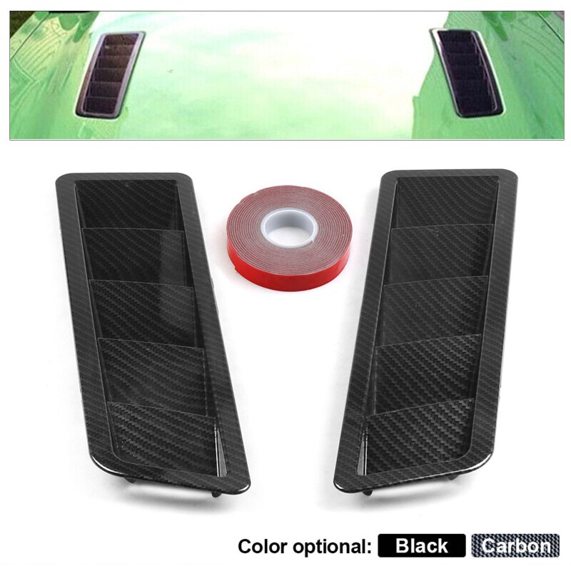 2PCS Universal Car Air Intake Panel Bonnet Hood Vent Louver Cooling Panel Carbon Fiber Style Hood Vents Vehicle Accessories