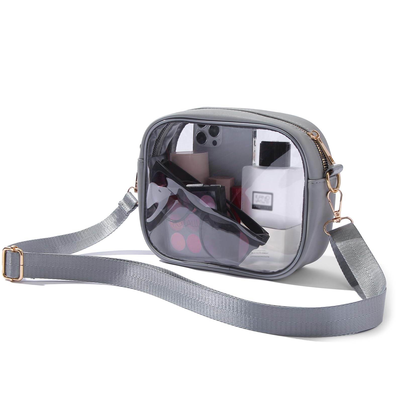 Doorzichtige Tas Stadion Goedgekeurd, Crossbody Transparante Tas Voor Concerten Sportevenementen, Portemonnees Voor Mannen En Vrouwen: GRIJS