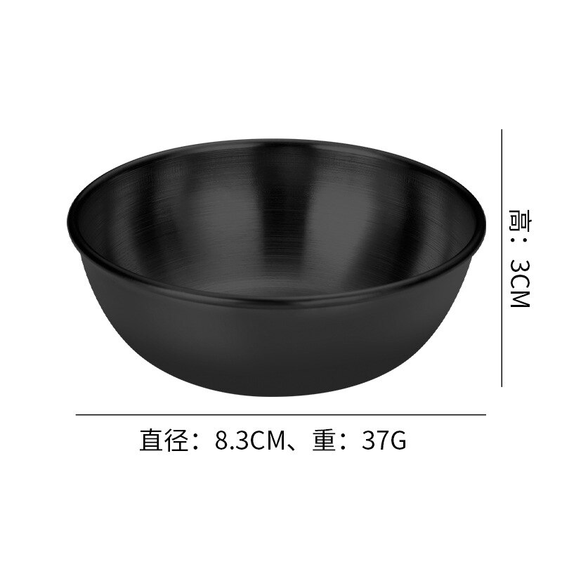 Bandeja de acero inoxidable para servir aperitivos, platos de salsa, especias, plato pequeño redondo de acero inoxidable, tazón para salsa de cocina: black