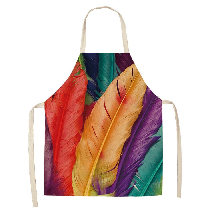 1Pc Rainbow Kleurrijke Geometrische Keuken Chef Schort Voor Vrouwen Katoen Linnen Bib Huishoudelijke Schoonmaken Overgooier Keukenschort 53*65Cm: O