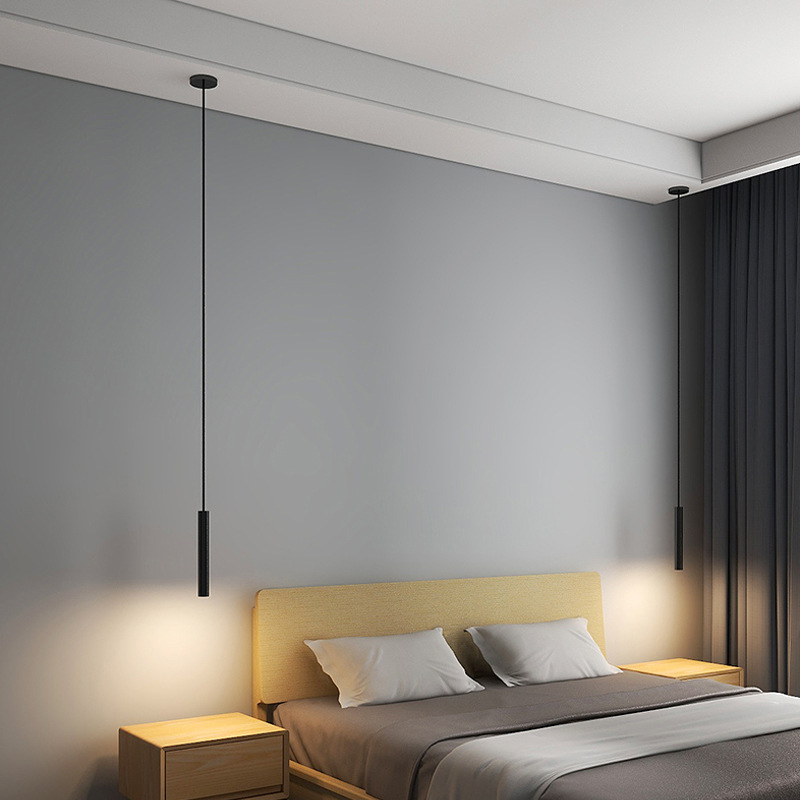 Petite Suspension LED Réglable à Tête Unique, Luminaire Droit, Idéal pour une Chambre à Coucher, une Réception, une Fenêtre ou un Restaurant, 7W