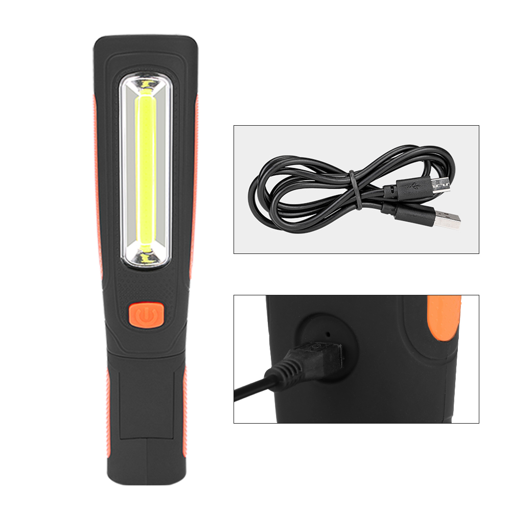 Lámpara de trabajo con gancho magnético de 3800 lúmenes, batería recargable integrada, linterna LED de 360 grados, Cargador USB, 2 modos