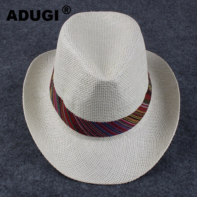 ADUGI Cowboy Hütte Männlichen Einfarbig Atmungsaktive Sommer Schatten Männlichen Hütte Rolle Entlang Cowboy Hütte Sonnencreme Sonnenhut Strand Hütte männlich Hütte: Creamy-weiß