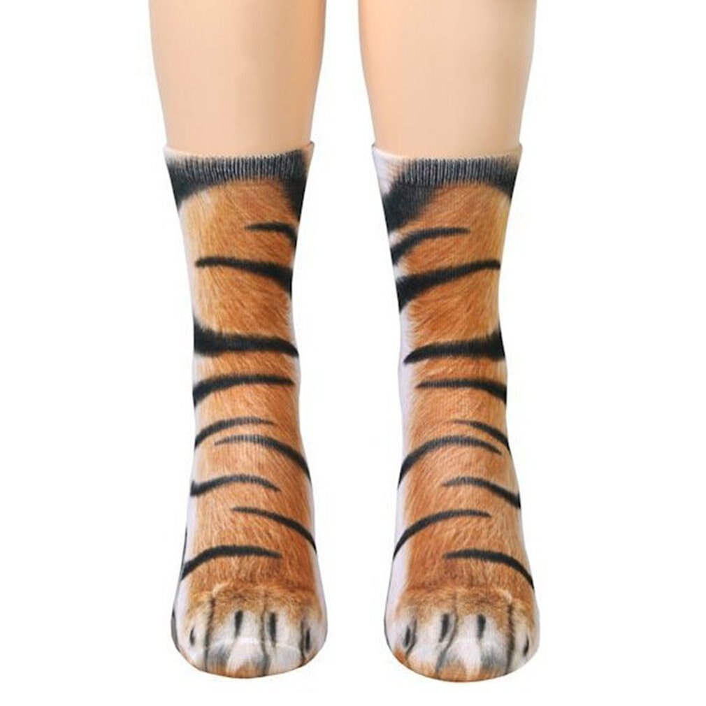 Unisex animal Claw Hoof pattern Sock 3D Printed Cotton Paw Adult Socks dog tiger cat Animal Foot Socks: tiger / For Adults