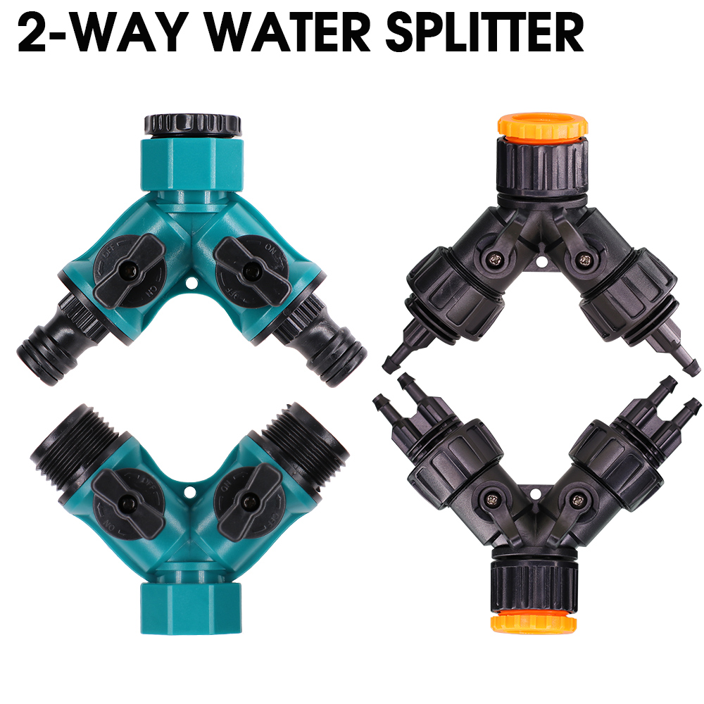 Garden Irrigation Connector 2 way four-way separator 1/2 "3/4" to 1/4 "barb 2 way tubing adapter suitable for plant irrigation