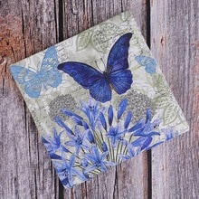 20 lilla blomst blå sommerfugl lommetørklæde decoupage vintage serviet papir tissue bryllup fødselsdagsfest juleservietter indretning