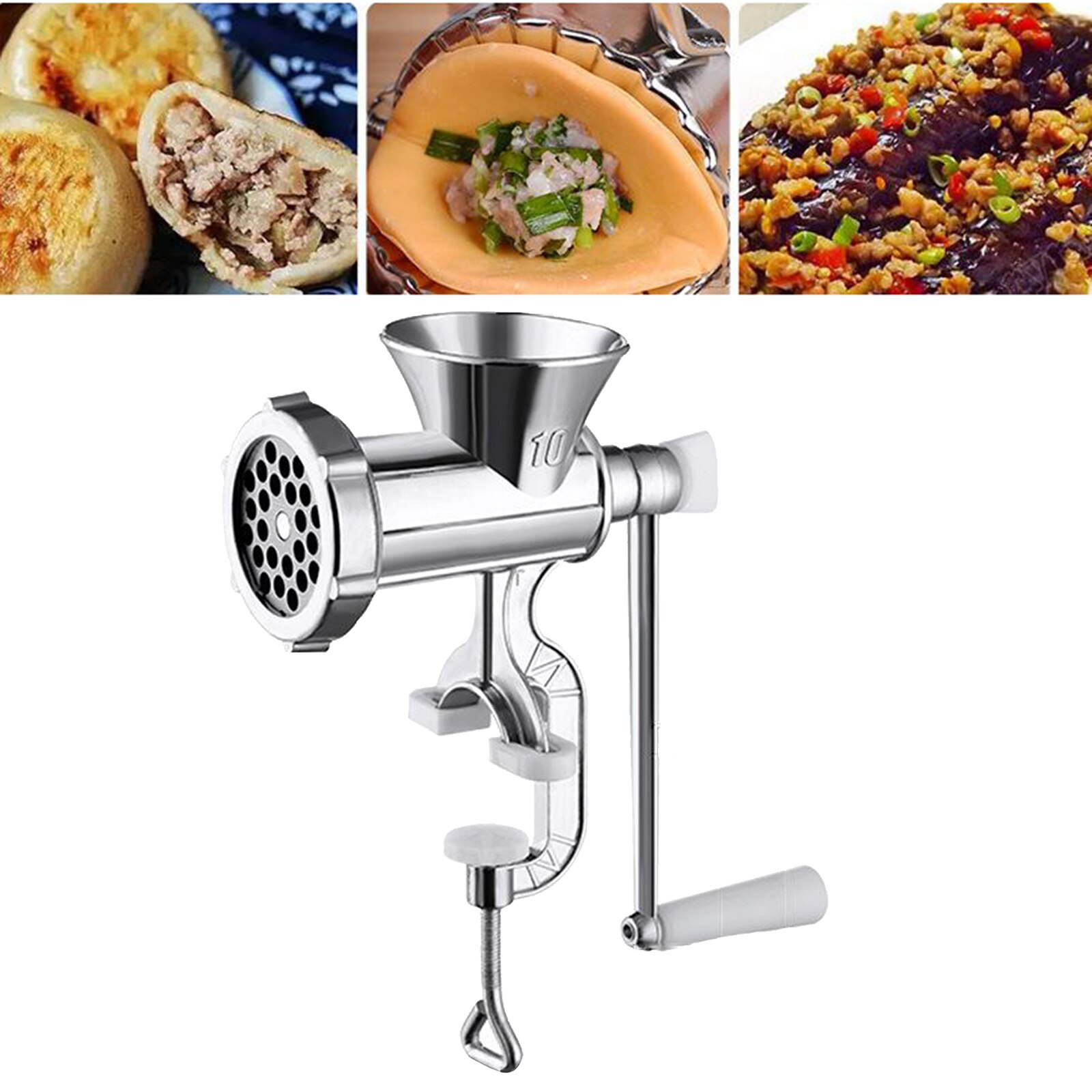 Stainless Steel Manual Meat Grinder Mincer Tool Table Hand Crank Sausage