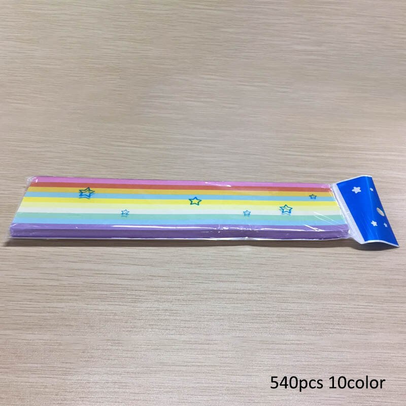Wykonany ręcznie kolorowe karty DIY prezent Quilling papieru gwiazda na szczęście rzemieślnicze origami 380/540szt. paski papieru papier pakowy: 540szt 10kolor