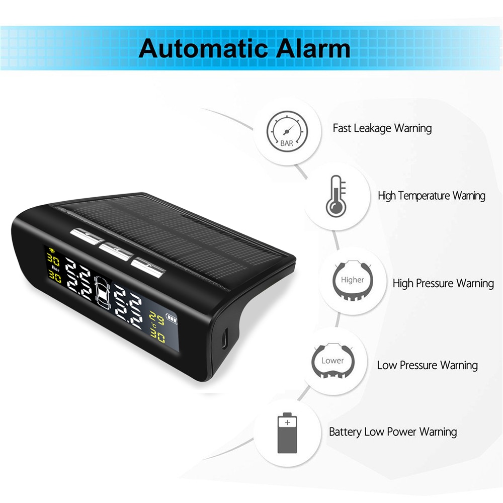 4 sensors car tire pressure alarm TPMS Digital display auto tyre pressure tester leak warning tire presssure monitoring system
