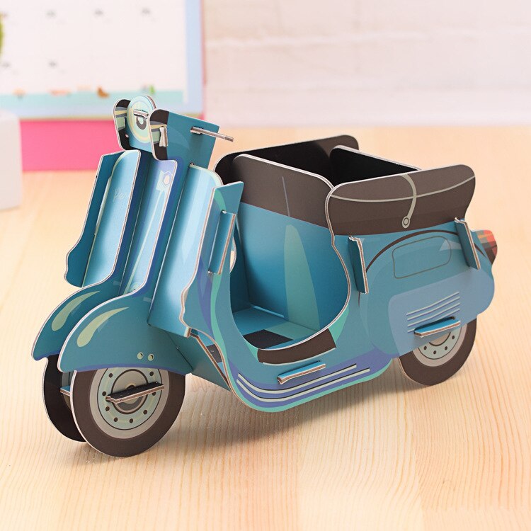 DIY Kawaii Toy Car Bus Foldable Pen Container Storage Rack Pen Box Organizer Office Supplies Stationery