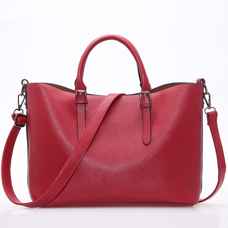 Bolso Mujer Negro Hobos Women Bag Ladies Brand Leather Handbags Spring Casual Tote Bag Big Shoulder Bags For Woman: Red