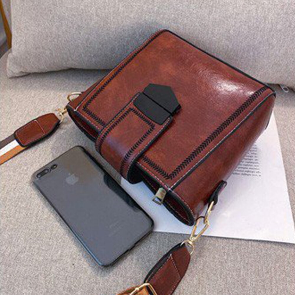 Kvinnelig skinn dameveske dame skulder håndvesker ensfarget bøtte med stor kapasitet casual kvinnelige crossbody vesker