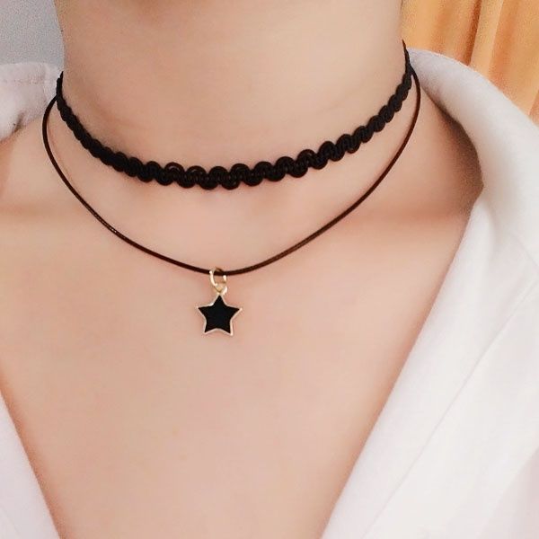 Gargantilla gótica de terciopelo negro, collares de cuerda de estilo gótico, decoración para el cuello para mujer, joyería Chocker en accesorios para el cuello de niña