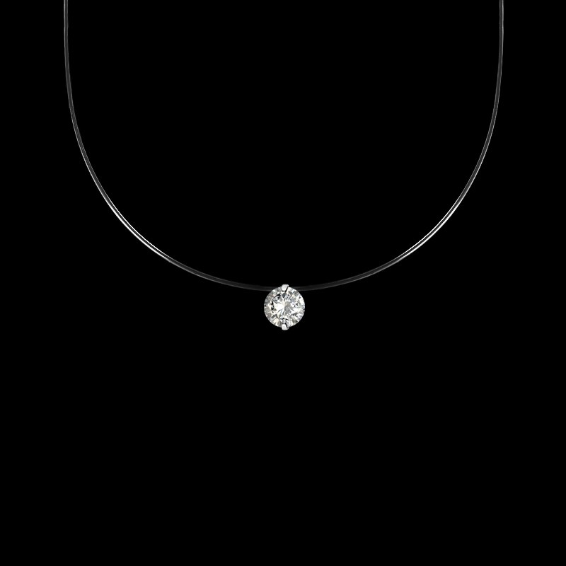 SHUANGR-collar de hilo de pescar transparente para mujer, Gargantilla con diamantes de imitación, 9 colores