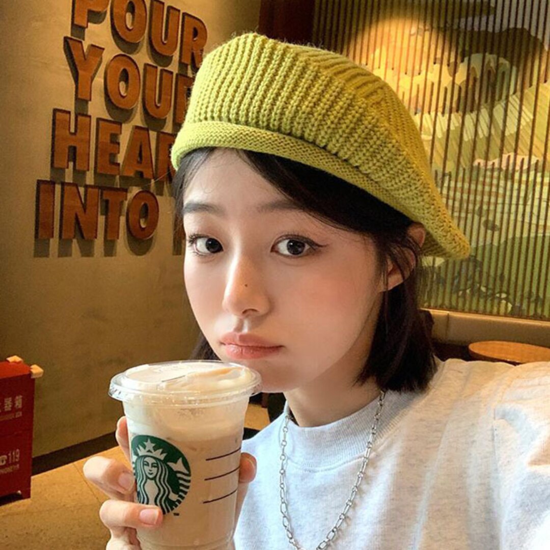 Autumn Winter Soft Knitted French Beret Women Female Solid Korean Knit Warm Berets Version Streetwear Painter Hat