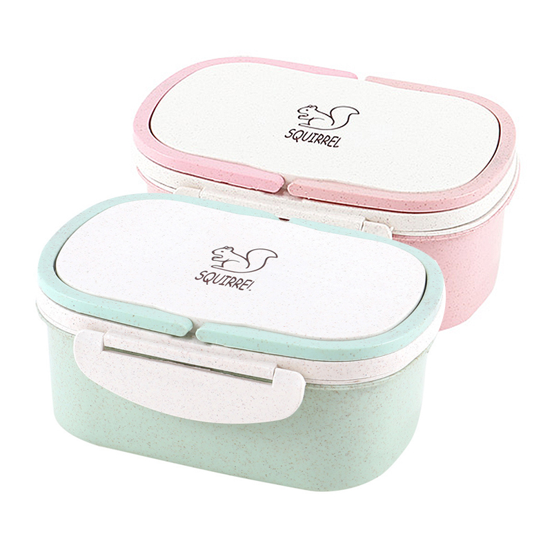 Milieuvriendelijke Magnetron Bento Box Tarwe Stro Kind Lunchbox Lekvrije Bento Lunchbox Voor Kids School Voedsel Container