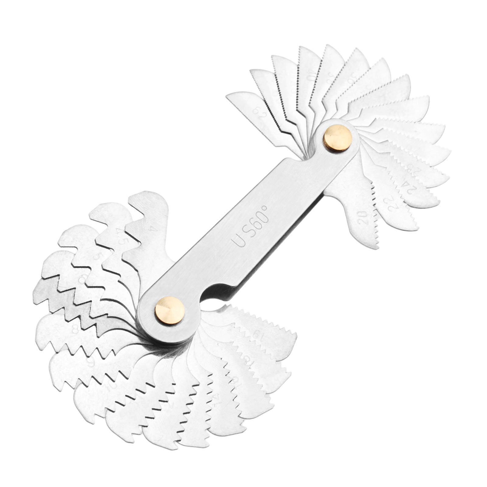 DRELD 1pc 30 Blades Measuring Tool Metric US 60 Degree Thread Gauge Screw Pitch Gage Stainless Steel Measurement Instruments