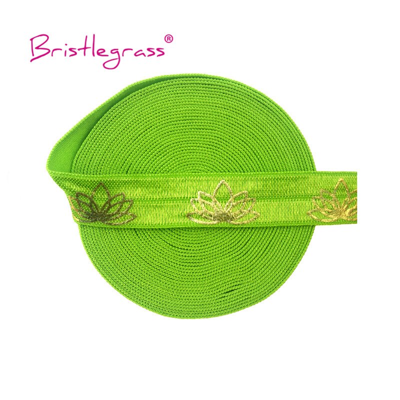 BRISTLEGRASS 5 Yard 5/8" 15mm Lotus Flower Foil Print Foldover Elastic FOE Spandex Band Hair Tie Headband Tutu Dress Sewing Trim: Kiwi