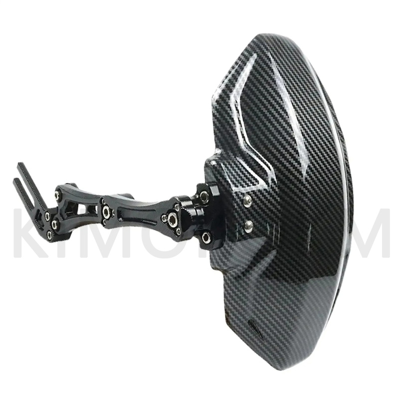 Guardabarros de rueda trasera de aleación de aluminio de fibra de carbono de imitación ajustable para motocicleta y bicicleta accesorios extensores universales: Negro