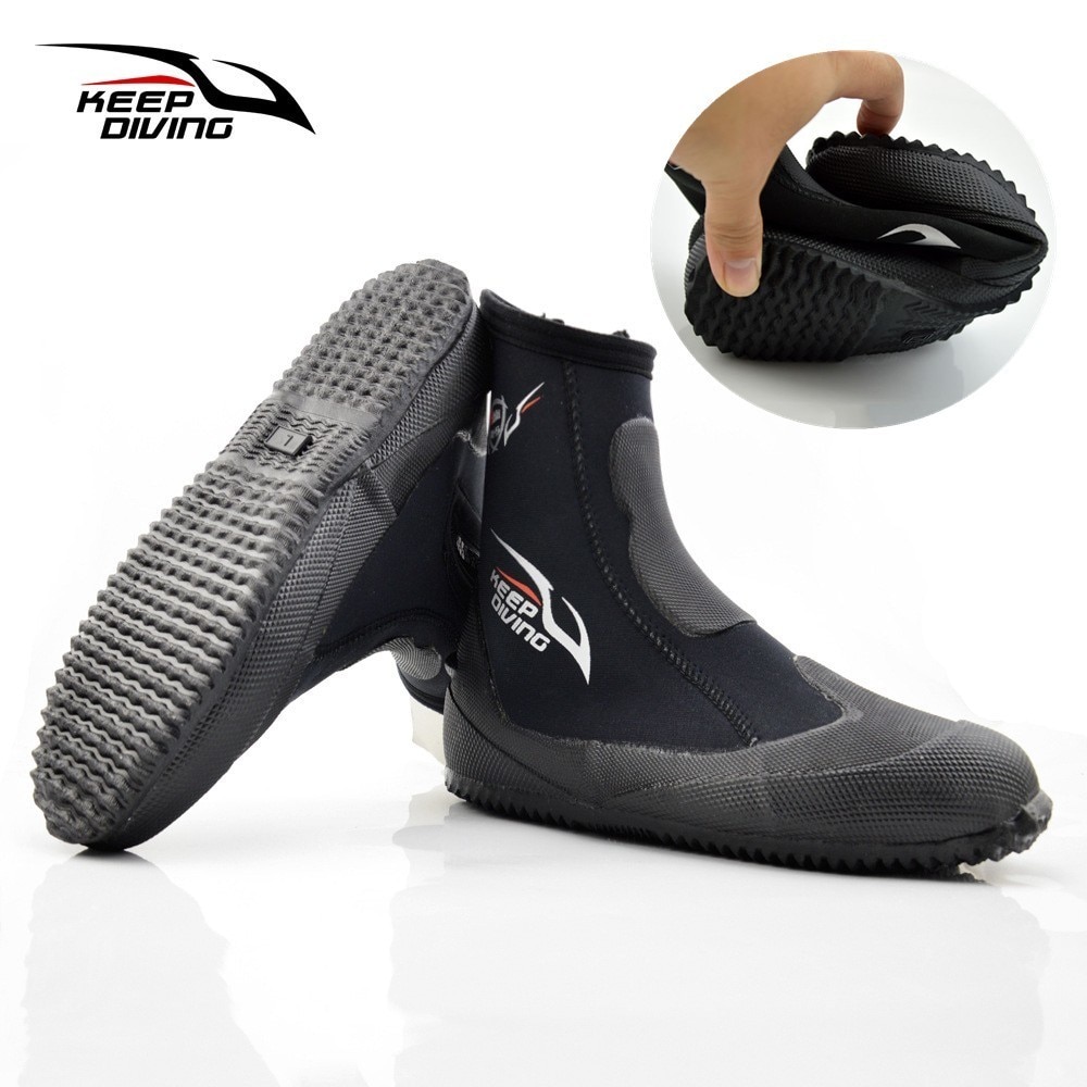 5Mm Neopreen Duiken Laarzen Winter Koude Proof Voeten Warm Water Hoge Bovenste Scuba Vinnen Onderwatervissers Aqua Surf Zwemmen Monofin schoenen: High-top / XS