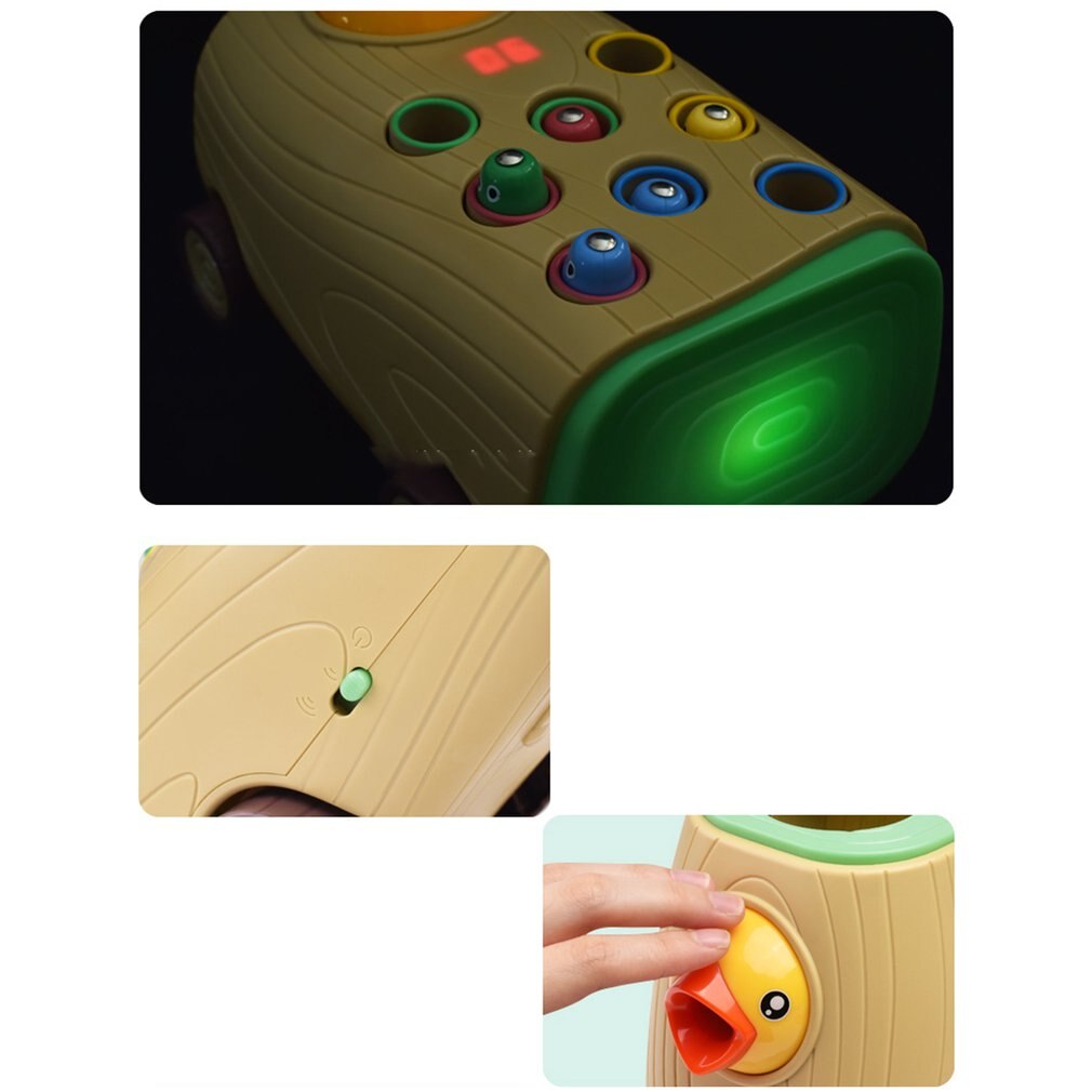 1 Set Woodpecker Bird Eating Worm Insects Toys Music Light Wooden Durable Magnetic Bird Eating Worm Toys