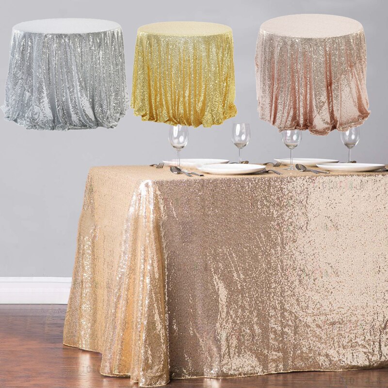 Table Cover Wedding Party Round Table skirt Sequin Tablecloth Rectangular stretche Table Skirt Cloth Glitter Table Home