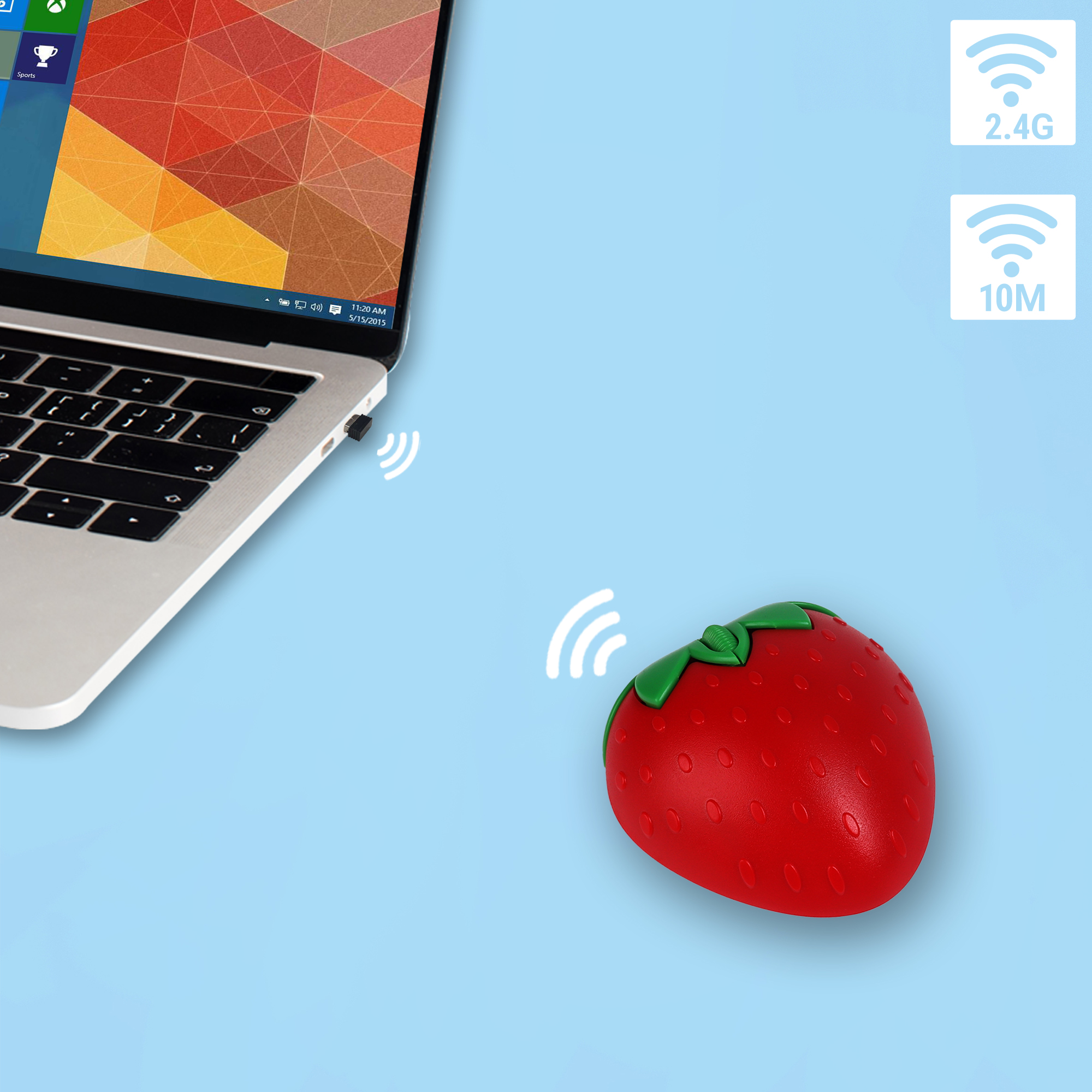 Wireless Cute Mouse 2.4G Bluetooth Dual-mode Strawberry Appearance Mute Button Light Weight Portable Office Use For Girl