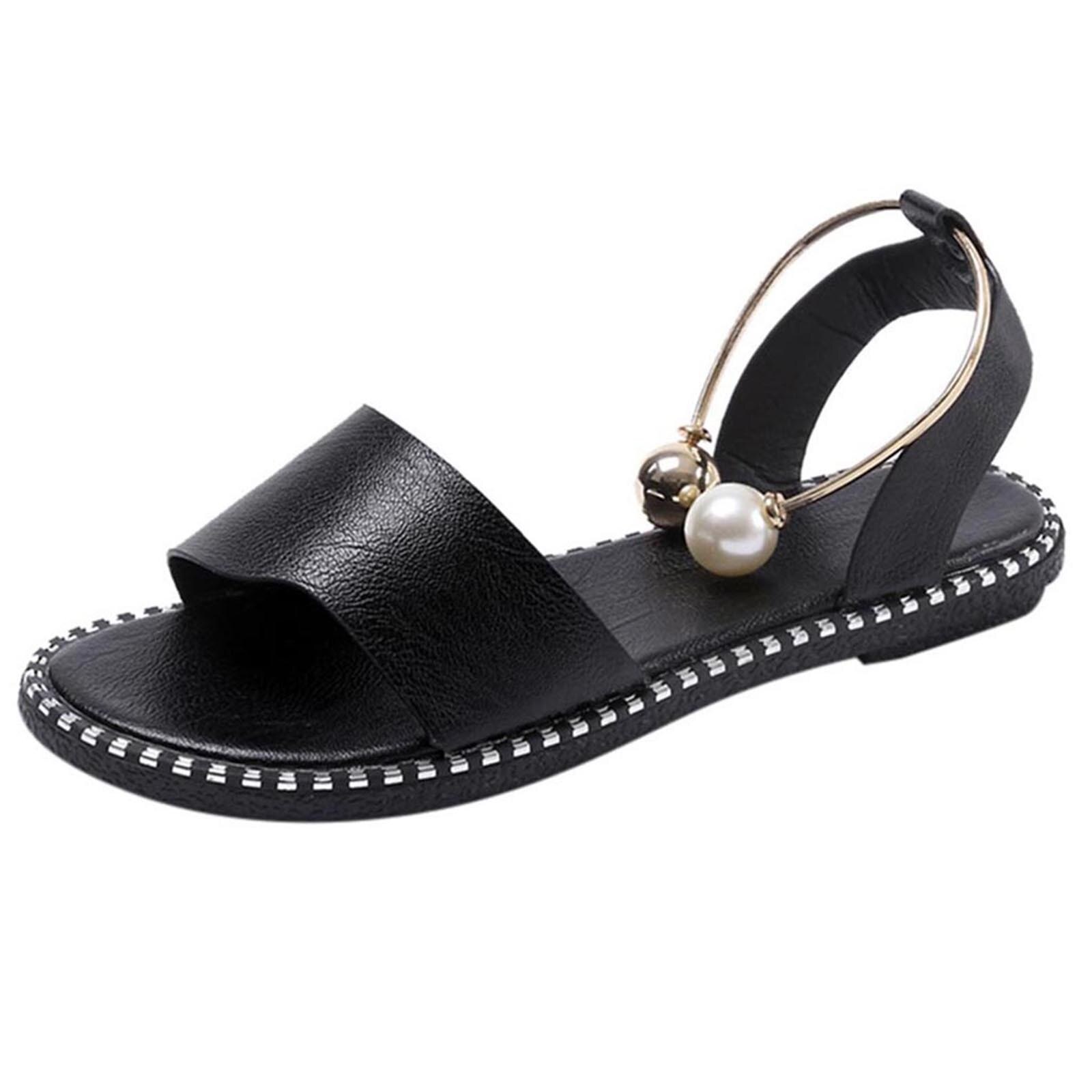 Sandalias planas de de lujo para mujer, chanclas blancas o negras para verano, n. ° BL3,: Black  / 39