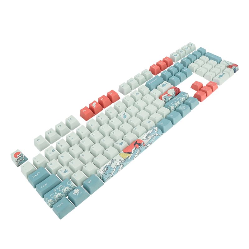 5 Sides Dye-Sublimation 108 Ukiyo-e Sea Waves Keycap Mechanical Keyboard Keycaps