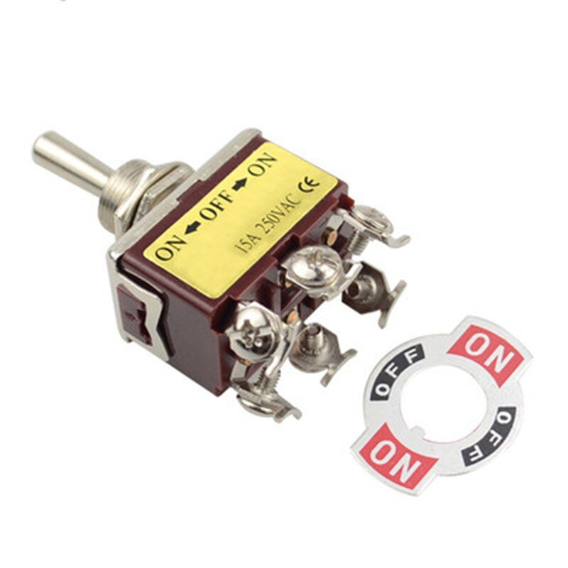 1PCS E-TEN223 Momentary AC 250V 15A DPDT (ON)-OFF-(ON) 3 Position 6Pin Toggle Switch Brown: E-TEN223