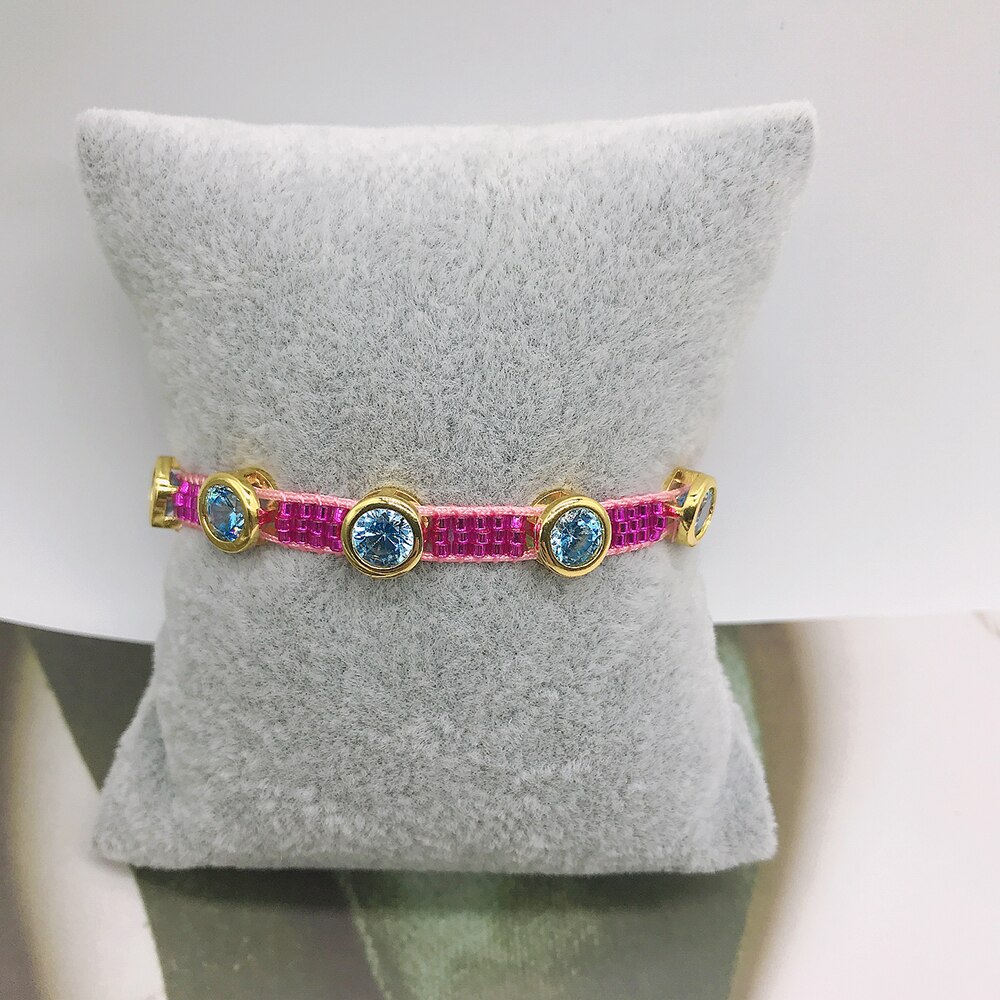 Bluestar Vrouwen Pulseras Mujer 6 Stuks Een Set Blue Crystal Bangle Handgemaakte Micro Pave Klinknagel Bohemian Miyuki Shell Armbanden