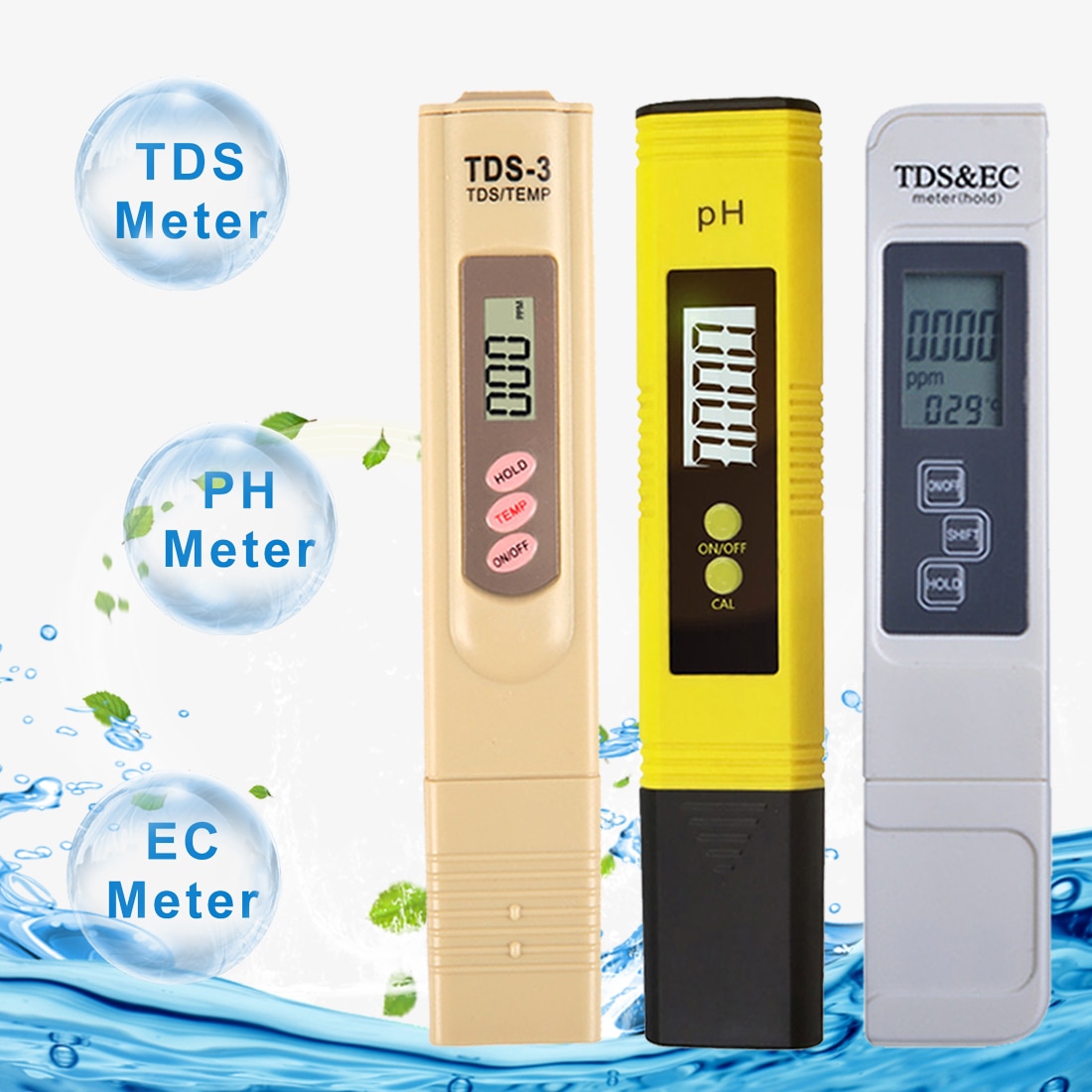 Water Monitor Tester 2Pcs Ph Tester + Tds & Ec Meter/TDS-3 Meter/Ph Papier Tester meter Voor Zwembad Drinkwater Lcd Display