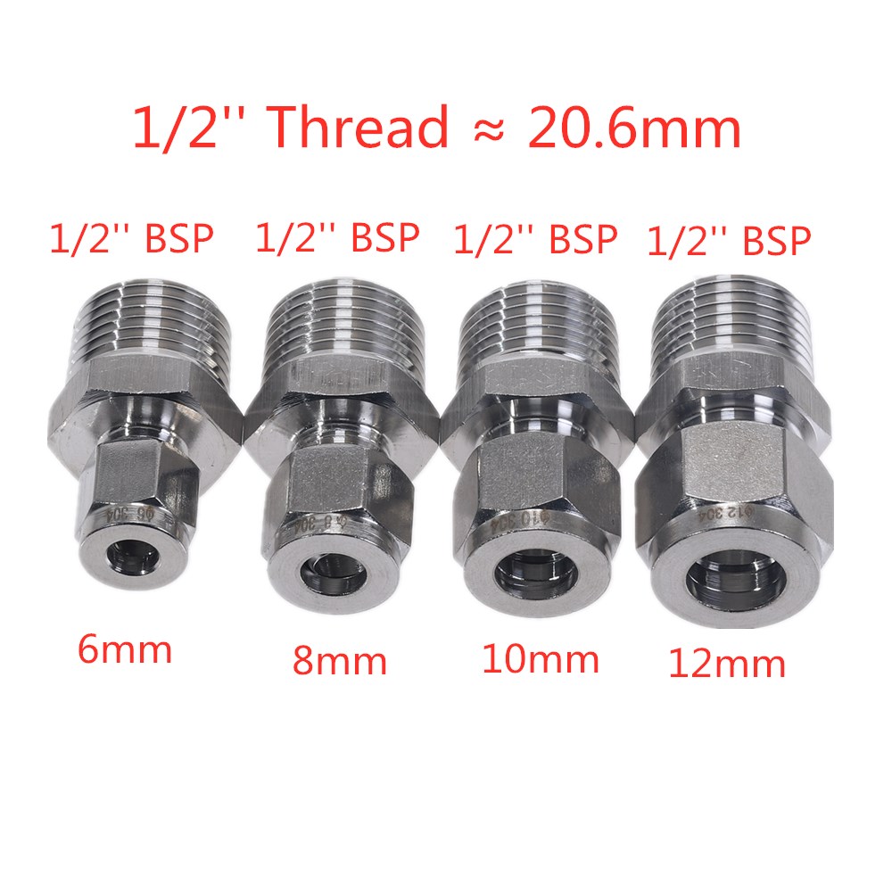 Steel Straight Conversion Adapter Fittins 304 SS Pipe Fitting Tube DSJ-M,YDF-LOK,LOK, Ferrule Connector 1/8’’ 1/4&#39;&#39; 3/8&#39;&#39; 1/2&#39;&#39;