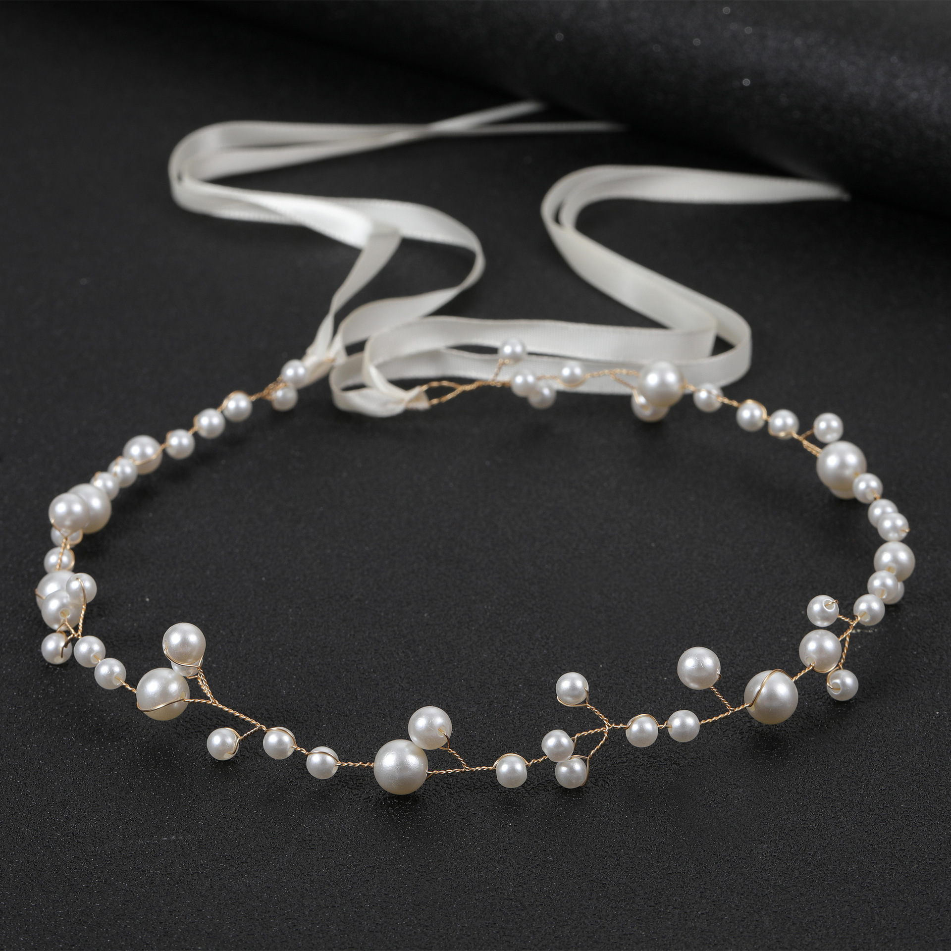 Diadema de perlas, diademas de red de cadena suave para novia, accesorios para el cabello de boda, tocado con cuentas de , joyería Noiva para mujer: RED