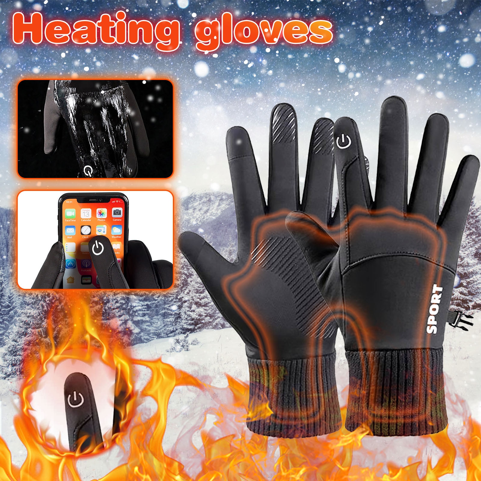 Winter Outdoor Sport Running Handschoen Warme Touch Screen Waterdichte Volledige Vinger Handschoenen Voor Mannen Vrouwen Gebreide Handschoenen Magie