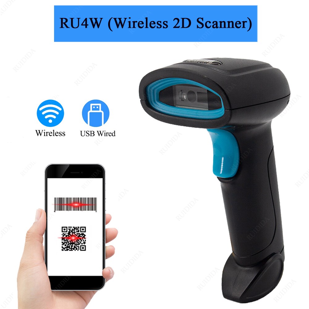 1D 2D Drahtlose Bar code Scanner Bluetooth Tragbare Reader 2d verdrahtete qr code Scanner Handheld Bar Reader leitor de código de barra: RU4W Wireless