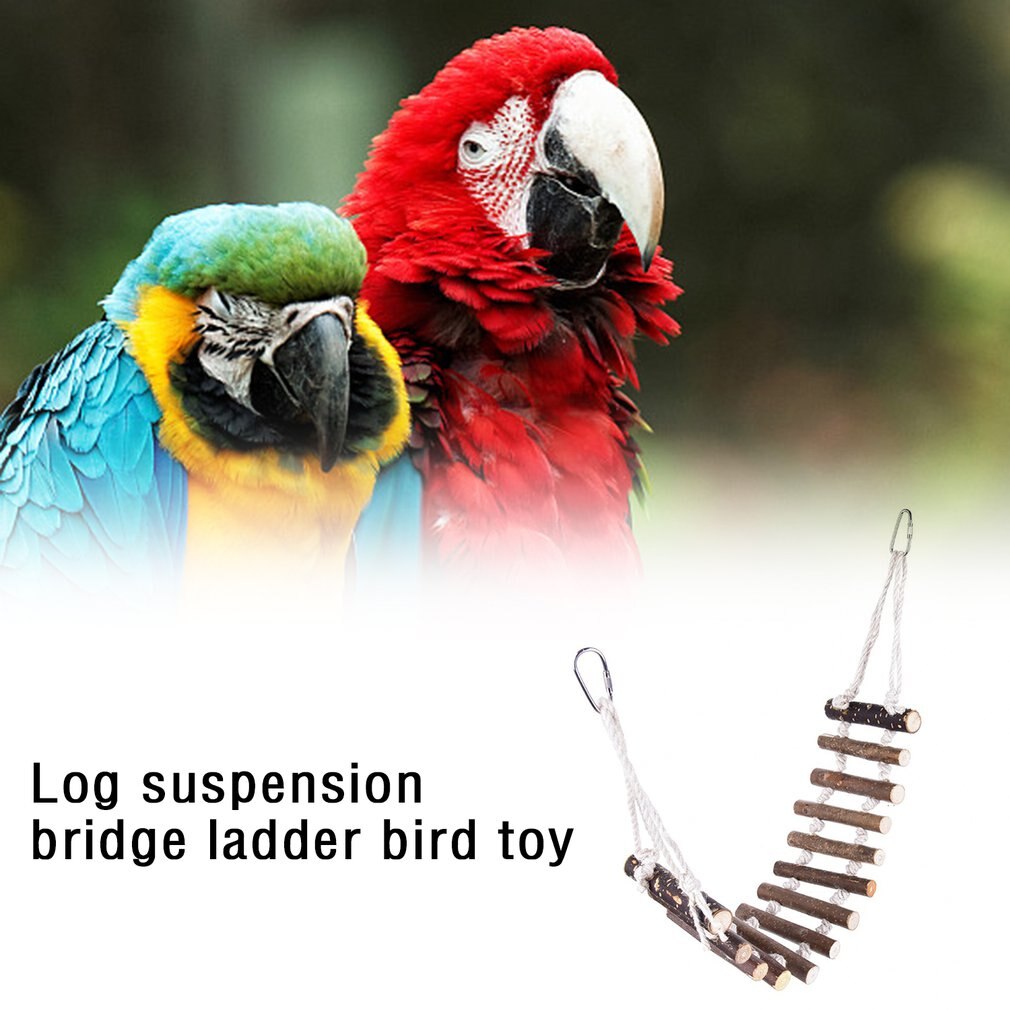 Natural Wood Rope Suspension Bridge Ladder Bird Toy Parrot Bite Toy Hanging Bird Supply Physical Exercise Sports