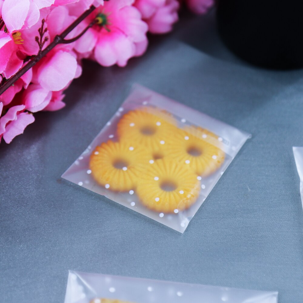 100 sztuk woreczki robić pakowania żywności przezroczysta biała, w kropki cukierki ciasteczka pakiet na urodziny wesele DIY dekoracje