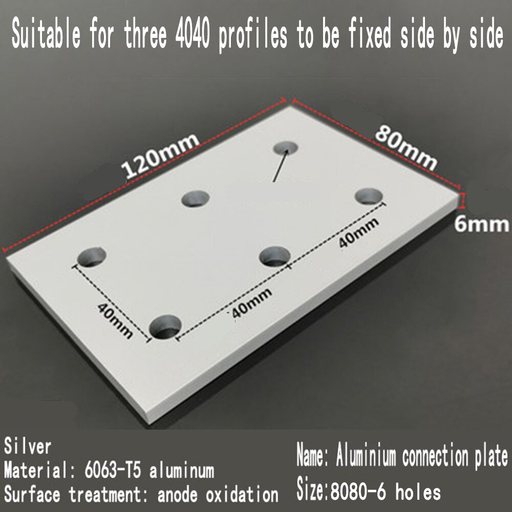 Vertical connecting plate aluminum profile reinforcement plate /3030/4040/4545/6060/8080/9090 hole one word connector: 8080-6 Hole