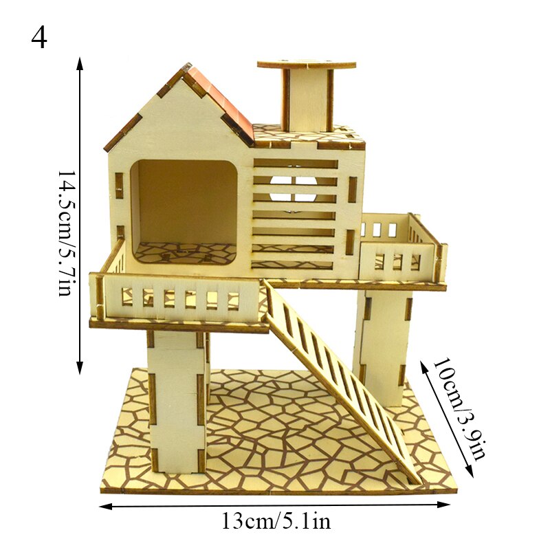 Casa Base de madera para hámster, refugio de nido para conejillos de indias de Chinchillas, animales pequeños, suministros para mascotas: 4