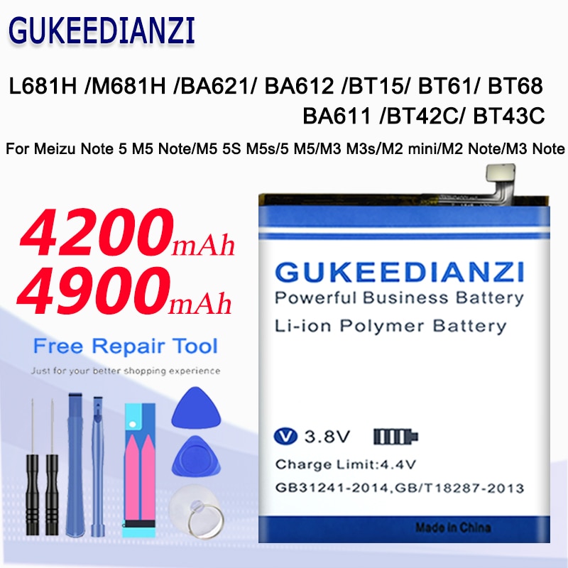 Batterij Voor Meizu Opmerking 5 M5 Note/M5 5S M5s/M3 M3s/M2 Mini/M2 m3 Note L681H M681H BA621/BA612/BT15/BT61/BT68/BA611/BT42C Batterij