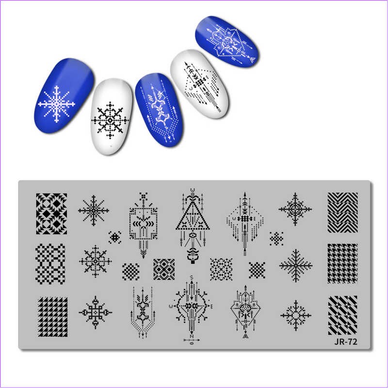 Rvs Nail Stempelen Plaat Sjabloon Swirl Bloem Patroon Danser Vlam Anker Kaarshouder Nail Tool JR071-80: JR072