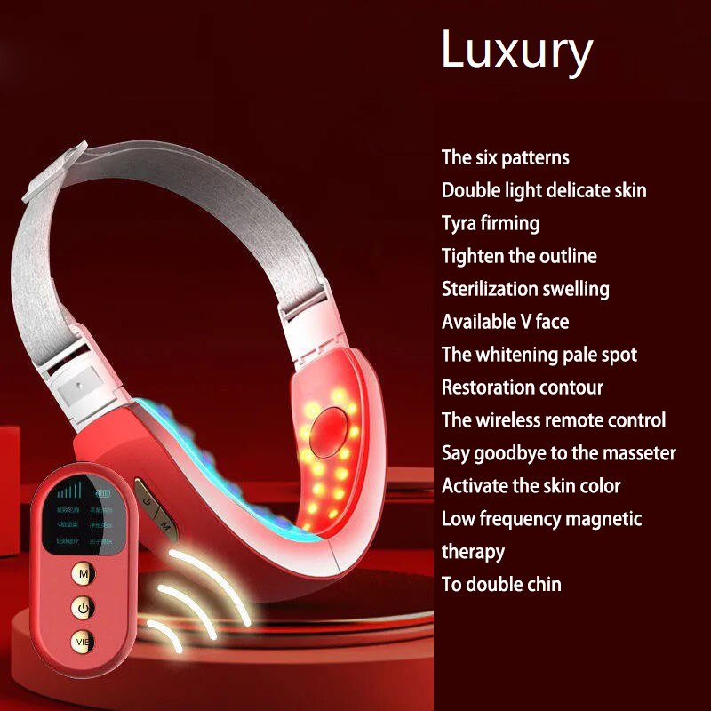 Facial massage lifting, firming v-face thinning masseter muscle double chin bandage statute lines face-lifting instrument: Red