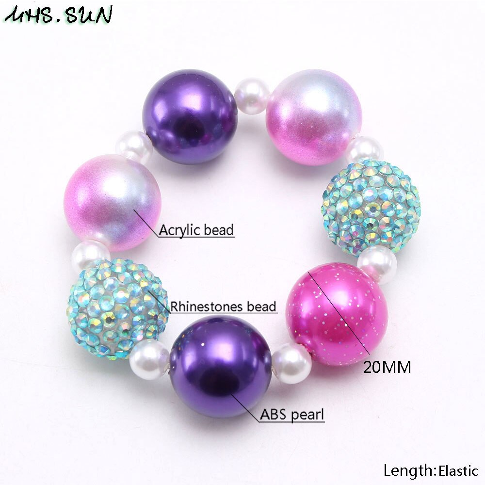 MHS. SONNE Niedliche kinder perlen armbänder bunte kind mädchen chunky bubblgum perlen armband elastische schmuck für baby 1 stücke