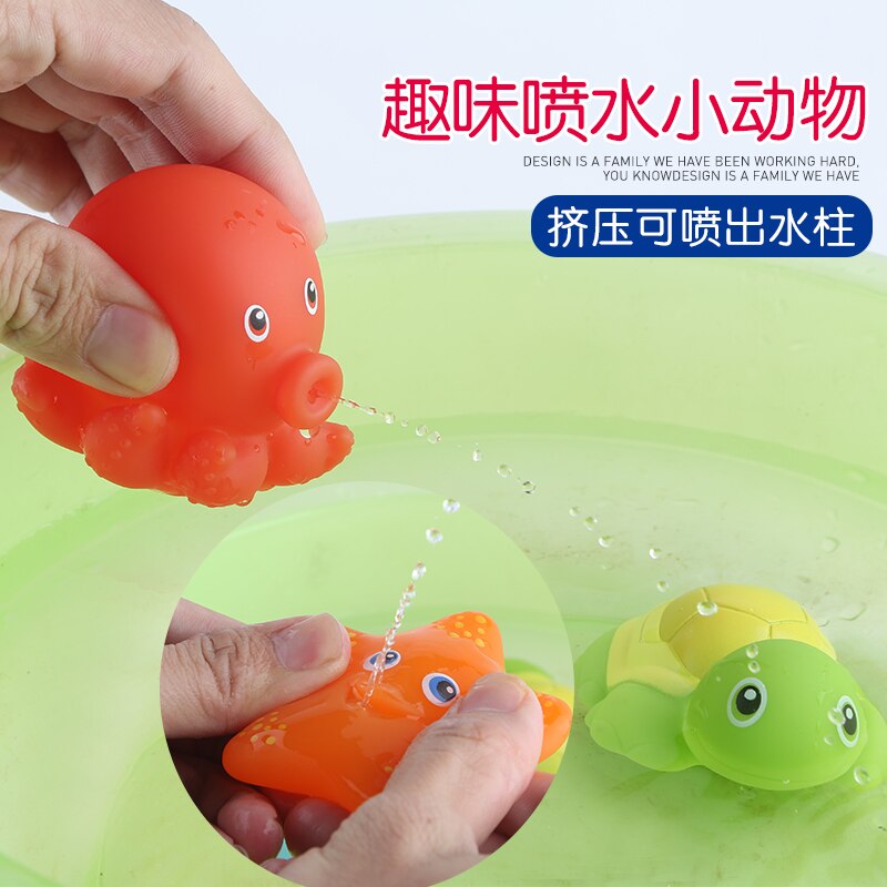 Brinquedos de banho 7 pçs para crianças brinquedos de praia para crianças brinquedos de água brinquedos de borracha macia animais de água brinquedos para banho de chuveiro de bebê tubarão