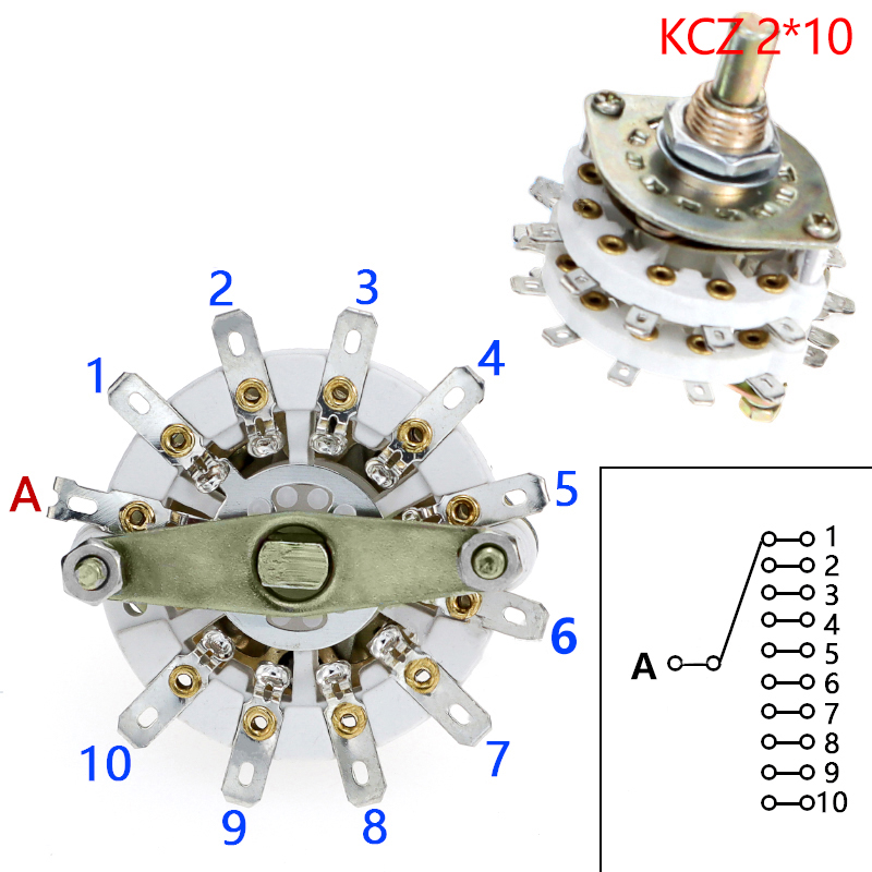 KCZ 2 Pole 6/7/8/9/10/11 4 Pole 3/5 Position With Channel Rotary Switch Selector With Cap Rotary Switch Selector: Orange